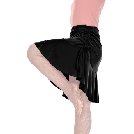 Female Skirt With Yoke & Side Adjustable Drawnstring, Super Jersey Black