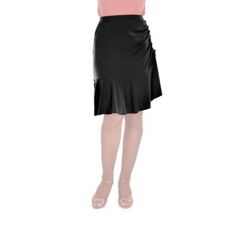 Female Skirt With Yoke & Side Adjustable Drawnstring, Super Jersey Black