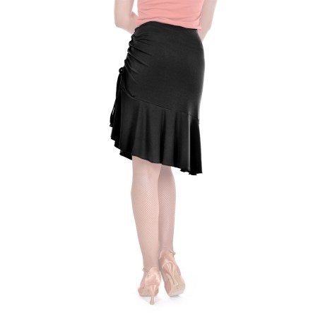Female Skirt With Yoke & Side Adjustable Drawnstring, Super Jersey Black