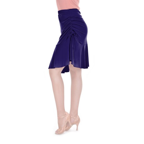 Female Skirt With Yoke & Side Adjustable Drawnstring, Super Jersey Eggplant