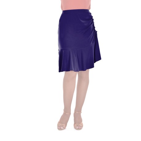 Female Skirt With Yoke & Side Adjustable Drawnstring, Super Jersey Eggplant