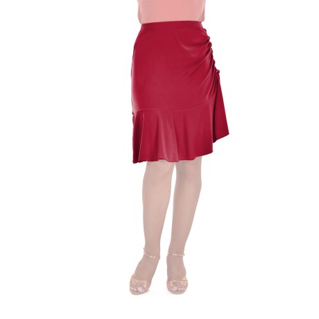 Female Skirt With Yoke & Side Adjustable Drawnstring, Super Jersey Red