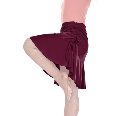Female Skirt With Yoke & Side Adjustable Drawnstring, Super Jersey Burgundy