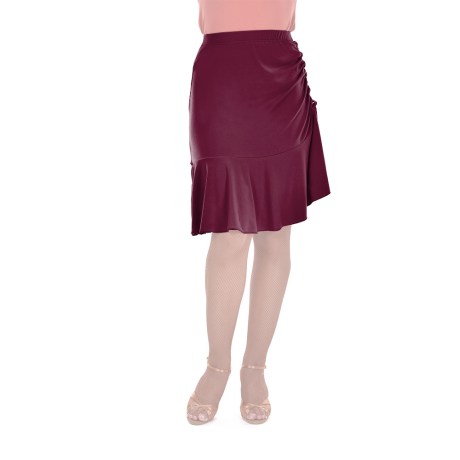 Female Skirt With Yoke & Side Adjustable Drawnstring, Super Jersey Burgundy