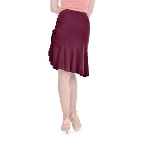 Female Skirt With Yoke & Side Adjustable Drawnstring, Super Jersey Burgundy