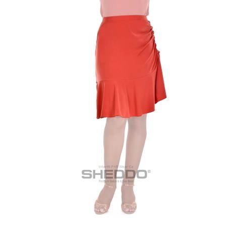 Female Skirt With Yoke & Side Adjustable Drawnstring, Super Jersey Orange