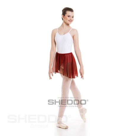 Girls Crossover Skirt With Elasticated Waist, Mousseline Red