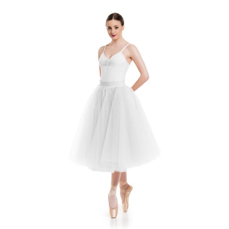 Female Romantic Tutu Criss-Cross Drawstring Back 4 Long 70cm, Tulle White