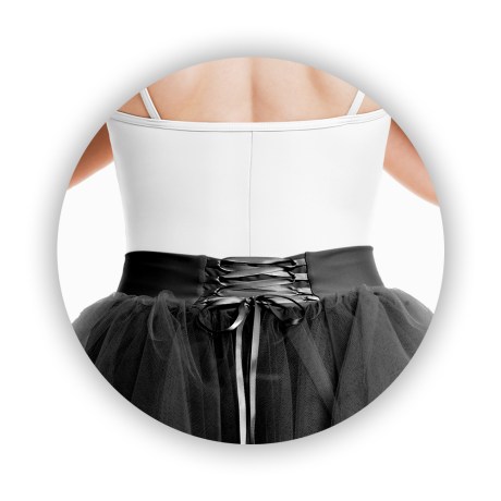 Female Romantic Tutu Criss-Cross Drawstring Back 4 Long 70cm, Tulle Black