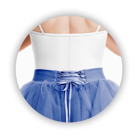 Female Romantic Tutu Criss-Cross Drawstring Back 4 Long 70cm, Tulle Electric Blue