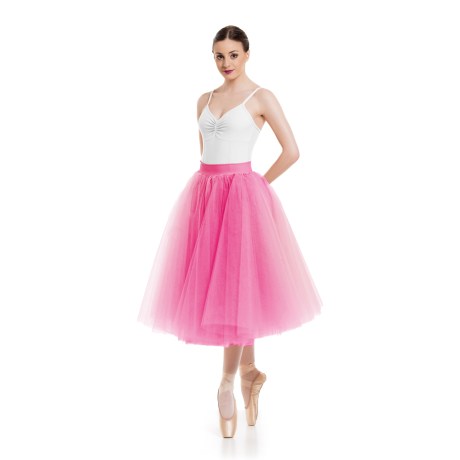 Female Romantic Tutu Criss-Cross Drawstring Back 4 Long 70cm, Tulle Azalea Pink