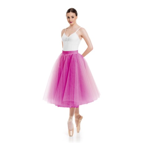 Female Romantic Tutu Criss-Cross Drawstring Back 4 Long 70cm, Tulle Cherry