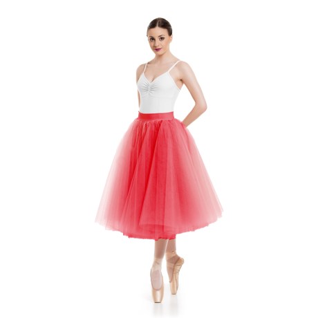Female Romantic Tutu Criss-Cross Drawstring Back 4 Long 70cm, Tulle Red