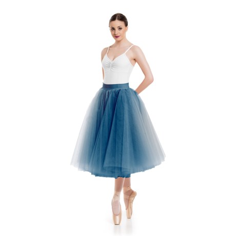Female Romantic Tutu Criss-Cross Drawstring Back 4 Long 70cm, Tulle Navy Blue