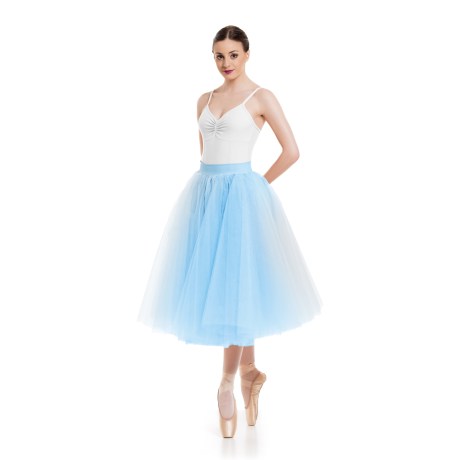 Female Romantic Tutu Criss-Cross Drawstring Back 4 Long 70cm, Tulle Light Blue