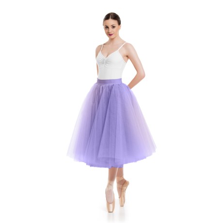 Female Romantic Tutu Criss-Cross Drawstring Back 4 Long 70cm, Tulle Lilac