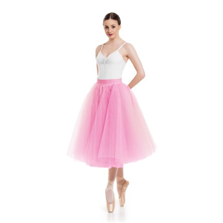 Female Romantic Tutu Criss-Cross Drawstring Back 4 Long 70cm, Tulle Rose Pink