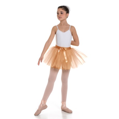 Girls 2 Layer Tutu Skirt With Elasticated Waistband, Nude Beige
