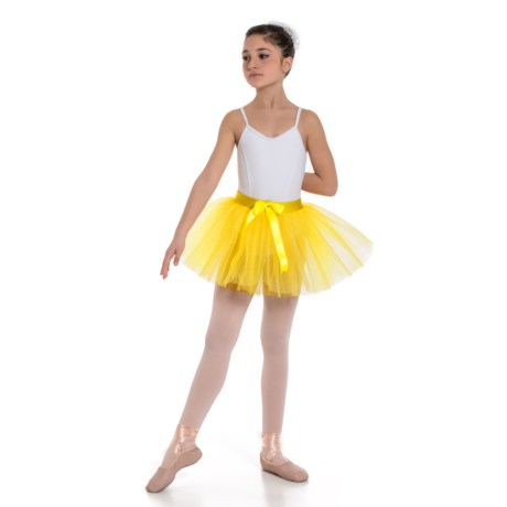 Girls 2 Layer Tutu Skirt With Elasticated Waistband, Lemon Yellow