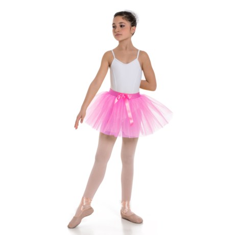 Girls 2 Layer Tutu Skirt With Elasticated Waistband, Rose Pink