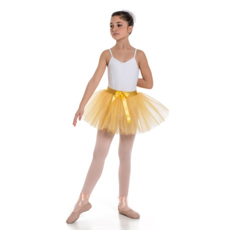 Girls 2 Layer Tutu Skirt With Elasticated Waistband, Gold