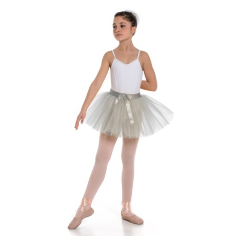 Girls 2 Layer Tutu Skirt With Elasticated Waistband, Silver