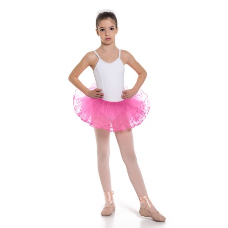 Girls 3 Layer Tutu Skirt With Elasticated Waist, Azalea Pink
