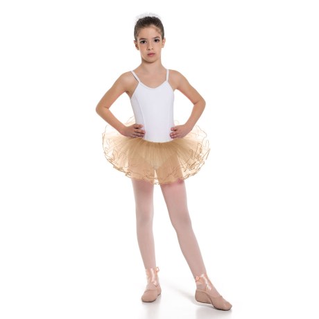 Girls 3 Layer Tutu Skirt With Elasticated Waist, Nude Beige