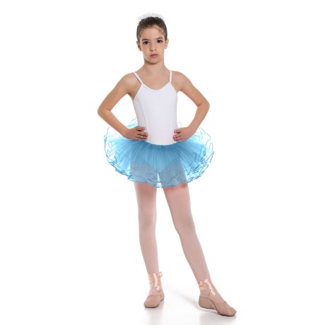Girls 3 Layer Tutu Skirt With Elasticated Waist, Light Blue