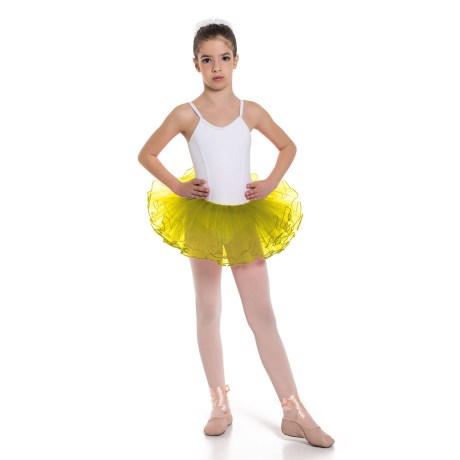 Girls 3 Layer Tutu Skirt With Elasticated Waist, Lemon Yellow