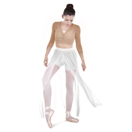 Female 3/4 Sleeved V-Neck Mesh Top, Tulle Stretch