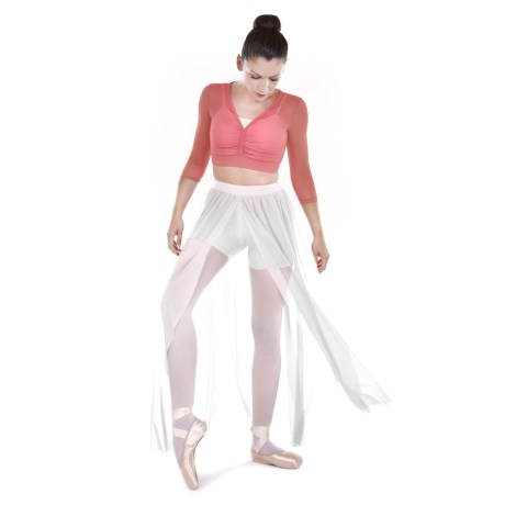 Female 3/4 Sleeved V-Neck Mesh Top, Tulle Stretch