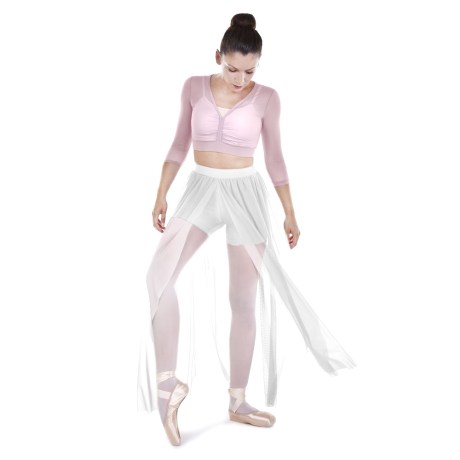 Female 3/4 Sleeved V-Neck Mesh Top, Tulle Stretch