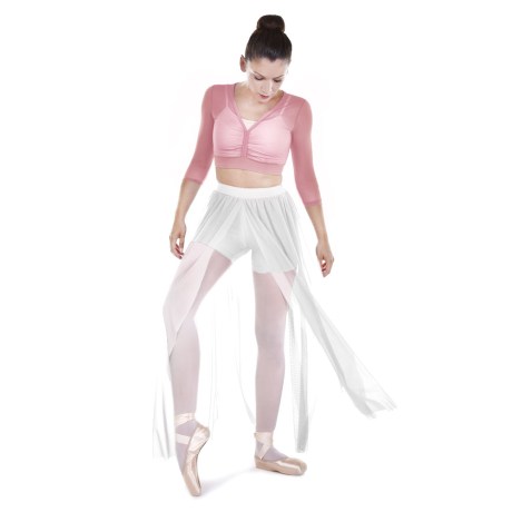 Female 3/4 Sleeved V-Neck Mesh Top, Tulle Stretch