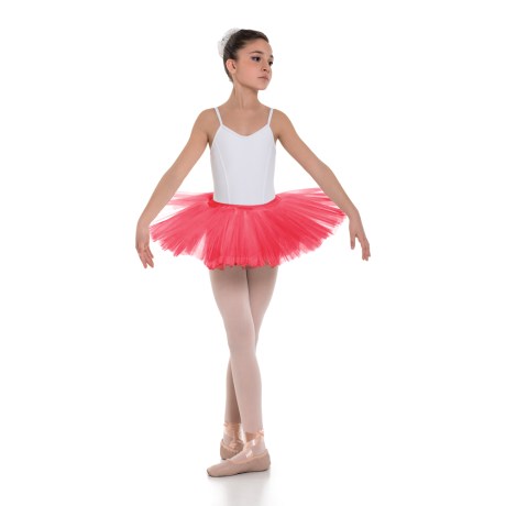 Girls Double Layered Waistband Classic Tutu Skirt, Red