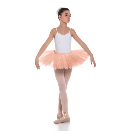 Girls Double Layered Waistband Classic Tutu Skirt, Skin