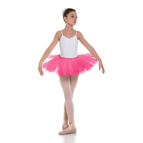 Girls Double Layered Waistband Classic Tutu Skirt, Fuchsia