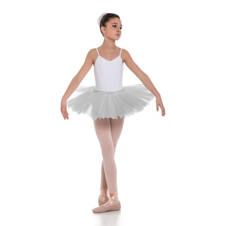 Girls Double Layered Waistband Classic Tutu Skirt, Silver