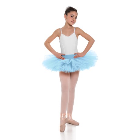 Girls Double Layered Classic Tutu Skirt with Waistband Knicker | 6 Layers, Lycra Tulle Light Blue
