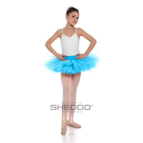 Girls Double Layered Classic Tutu Skirt with Waistband Knicker | 6 Layers, Lycra Tulle Sky Blue