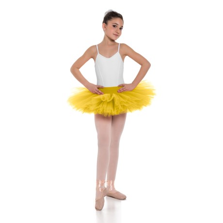 Girls Double Layered Classic Tutu Skirt with Waistband Knicker | 6 Layers, Lycra Tulle Gold