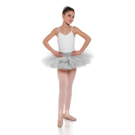 Girls Double Layered Classic Tutu Skirt with Waistband Knicker | 6 Layers, Lycra Tulle Silver