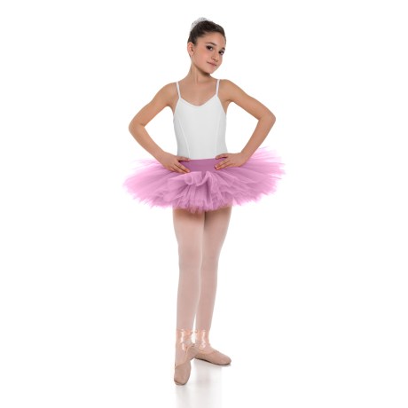 Girls Double Layered Classic Tutu Skirt with Waistband Knicker | 6 Layers, Lycra Tulle Light Mauve