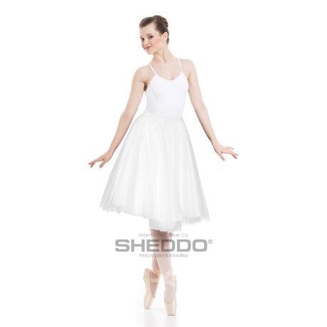 Female Tulle Long Skirt 60cm With Satin Lining, White