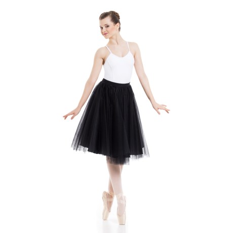 Female Tulle Long Skirt 60cm With Satin Lining, Black