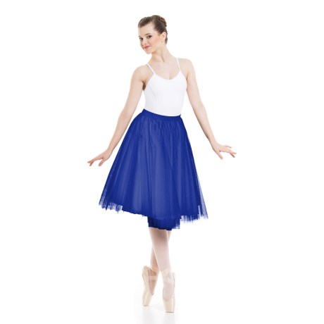 Female Tulle Long Skirt 60cm With Satin Lining, Electric Blue