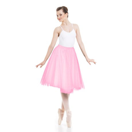 Female Tulle Long Skirt 60cm With Satin Lining, Rose Pink